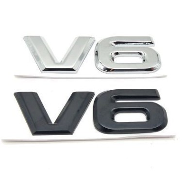 Matte Black Metal '4WD V6' Vintage Car Trunk Emblem Badge – Decal Sticker