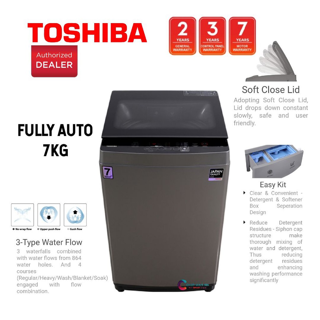 TOSHIBA 7KG FULLY AUTO WASHING MACHINE AWJ800AM(SG) Mesin Basuh Washer Shopee Malaysia