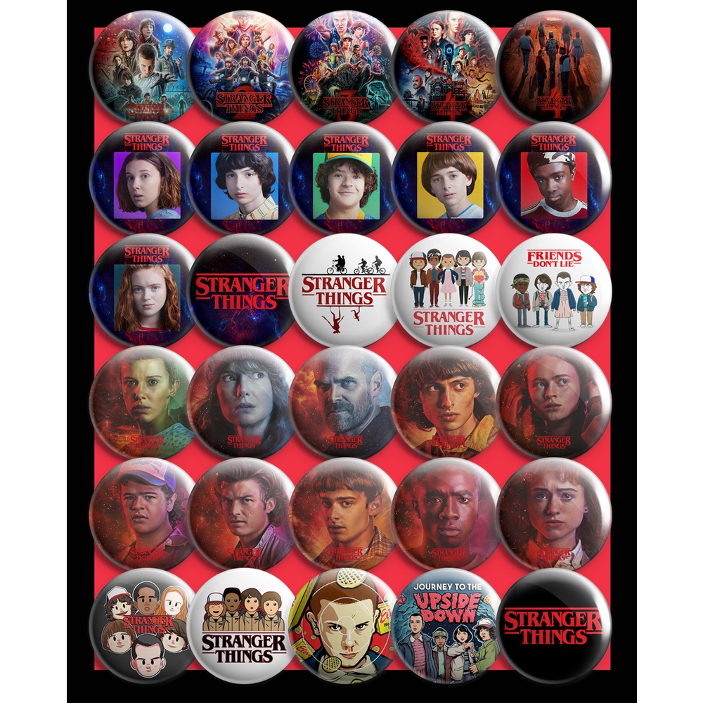 Button Badge Stranger Things All Seasons (No Minimum Order) 44mm ...