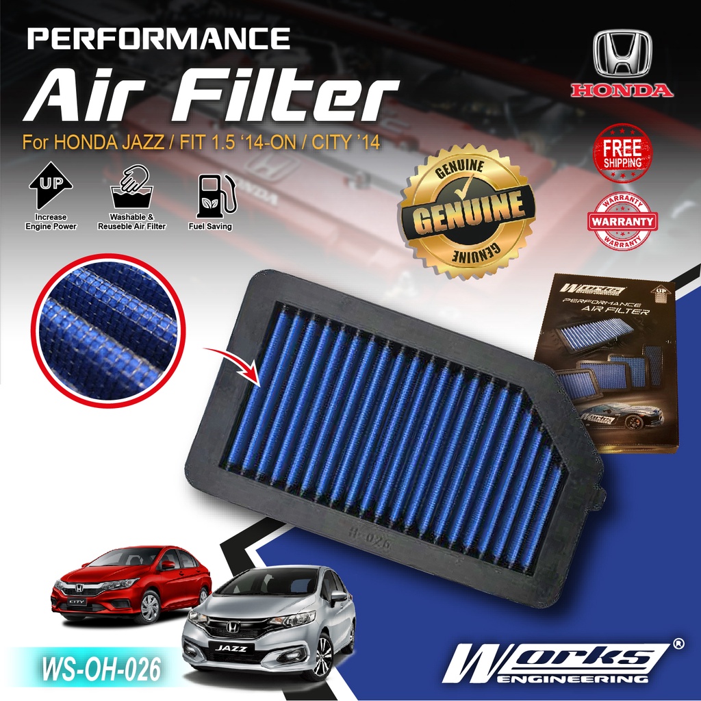 Works Engineering Air Filter Honda Jazz Fit City GM6 Hybrid GH GK 5 3 4