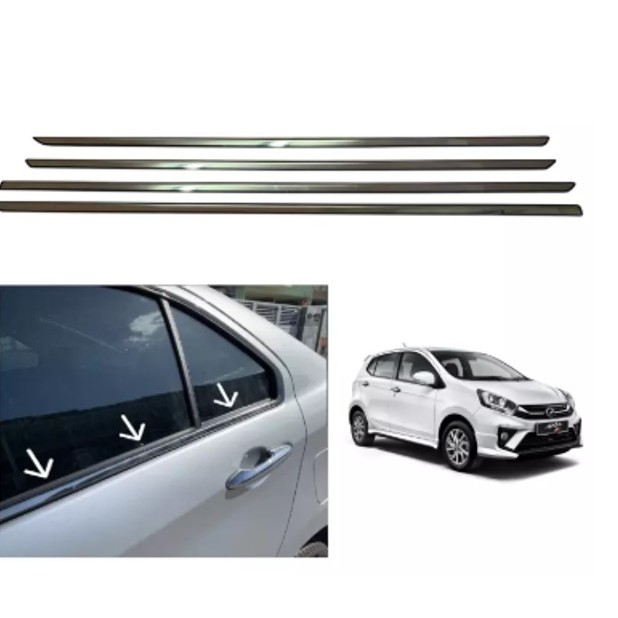 Perodua Axia Door Window Trim Panel Door Moulding Chrome Cover Frame ...