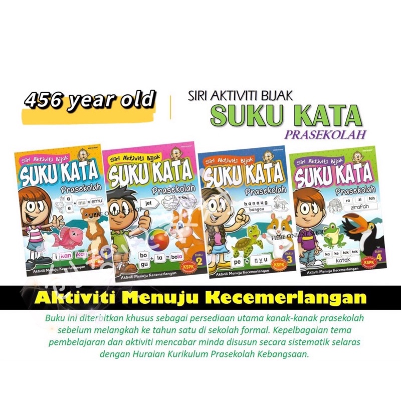 Siri Aktiviti Bijak Suku Kata Prasekolah Kspk Buku Latihan Tadika Mind