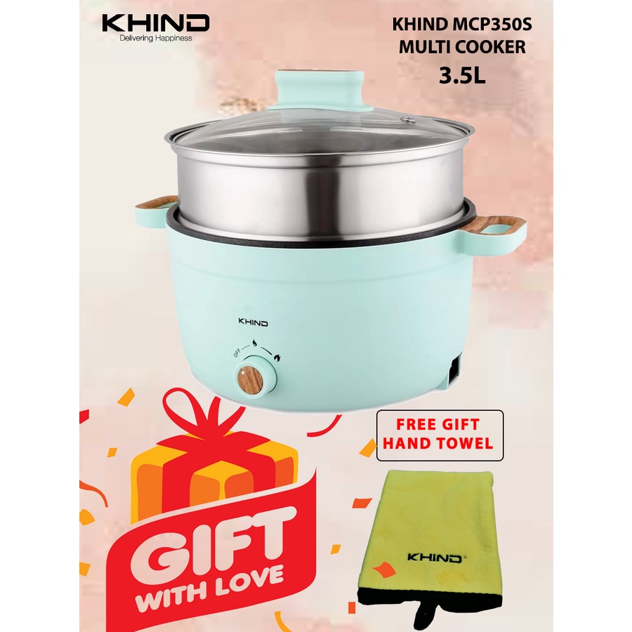 Khind 3.5L Multi Cooker Pot MCP350S (Stewing,MultiCooker,Steamer,Porridge Cooker,Periuk