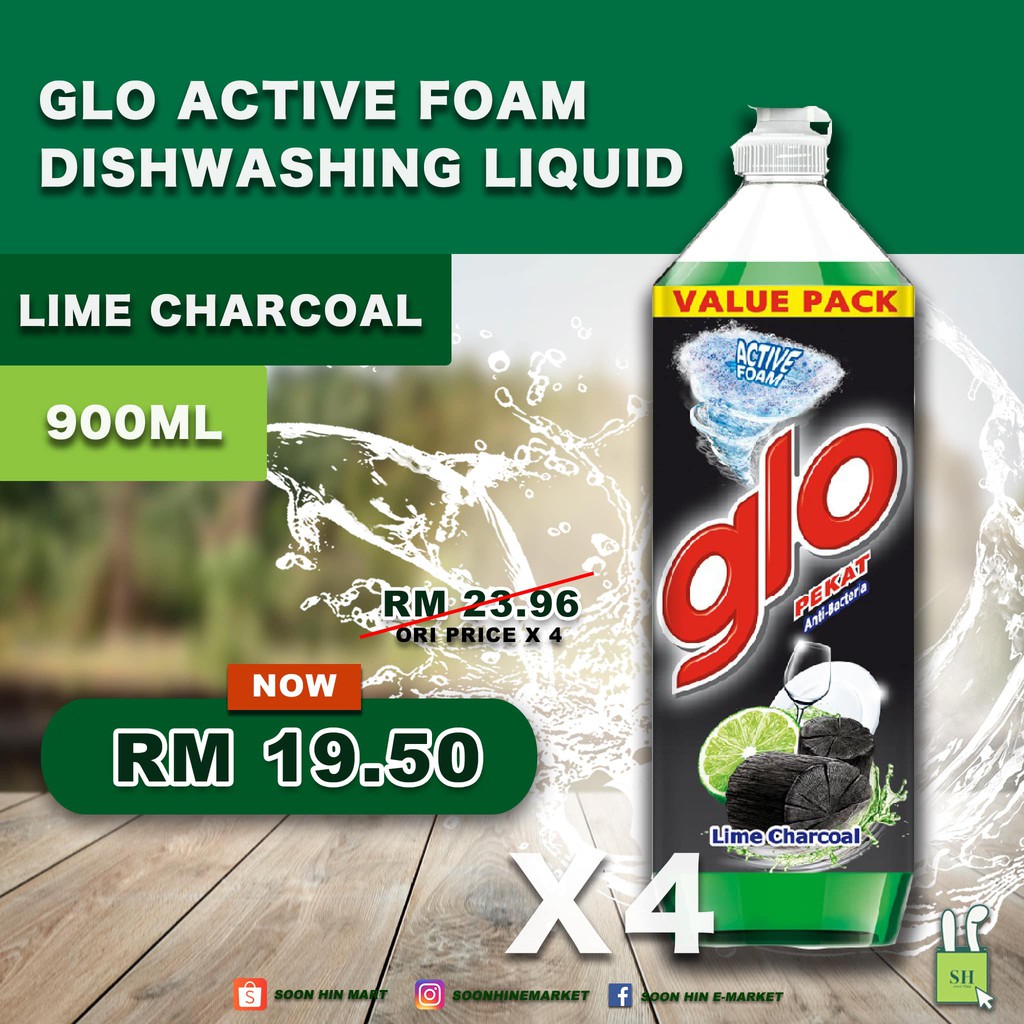 Glo Active Foam Lime Charcoal Dishwashing Liquid 900ml Shopee Malaysia