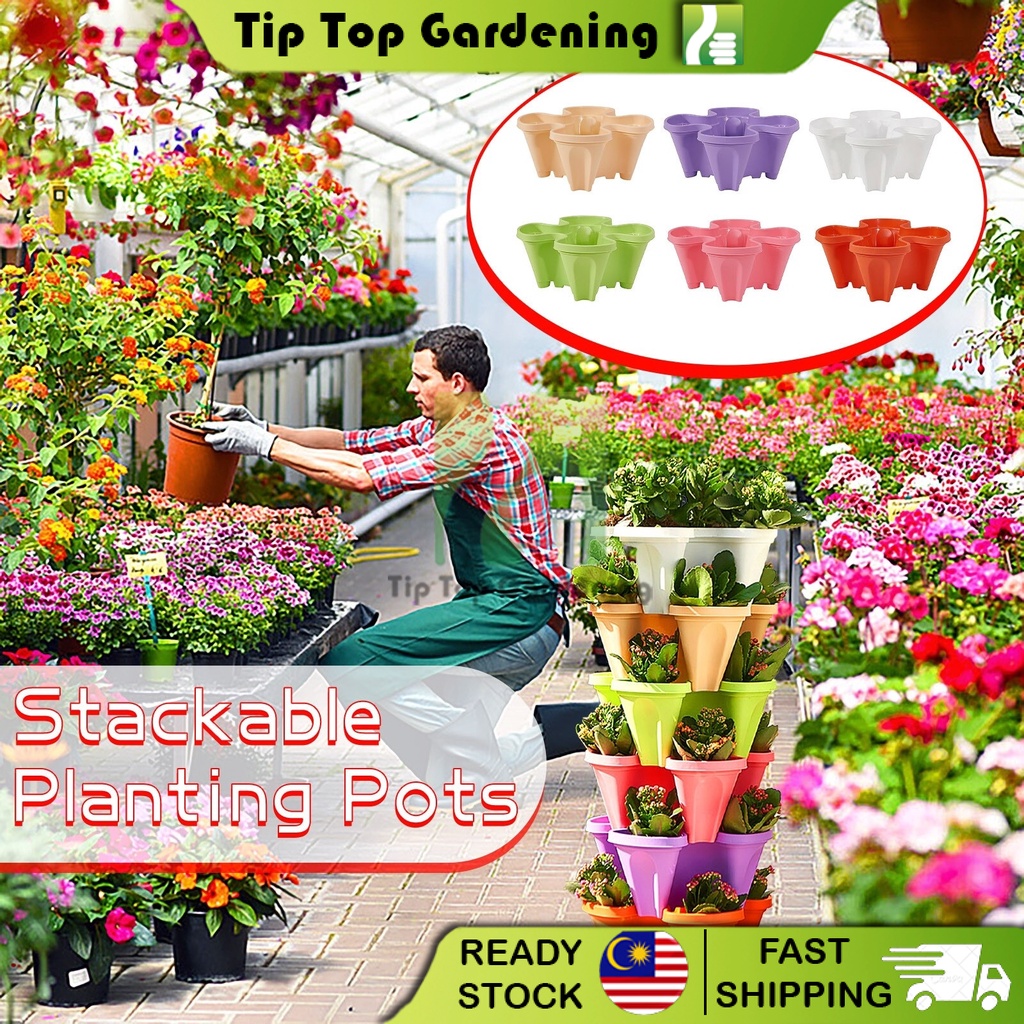 TIPTOP 3-Dimensional Multi-Layer Combination Stackable Flower Pot ...
