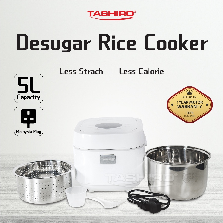 TASHIRO Desugar Electric Non Stick Rice Cooker 5L Smart Cooker