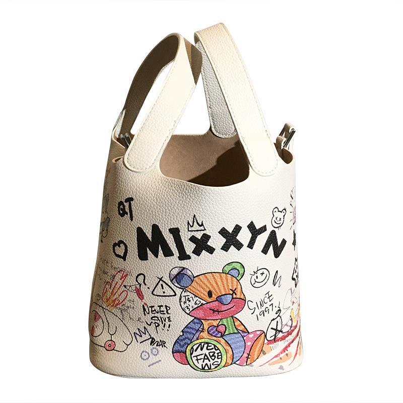 Hong Kong MackJakors authentic graffiti food basket bucket bag female  summer new wild handbag female tide
