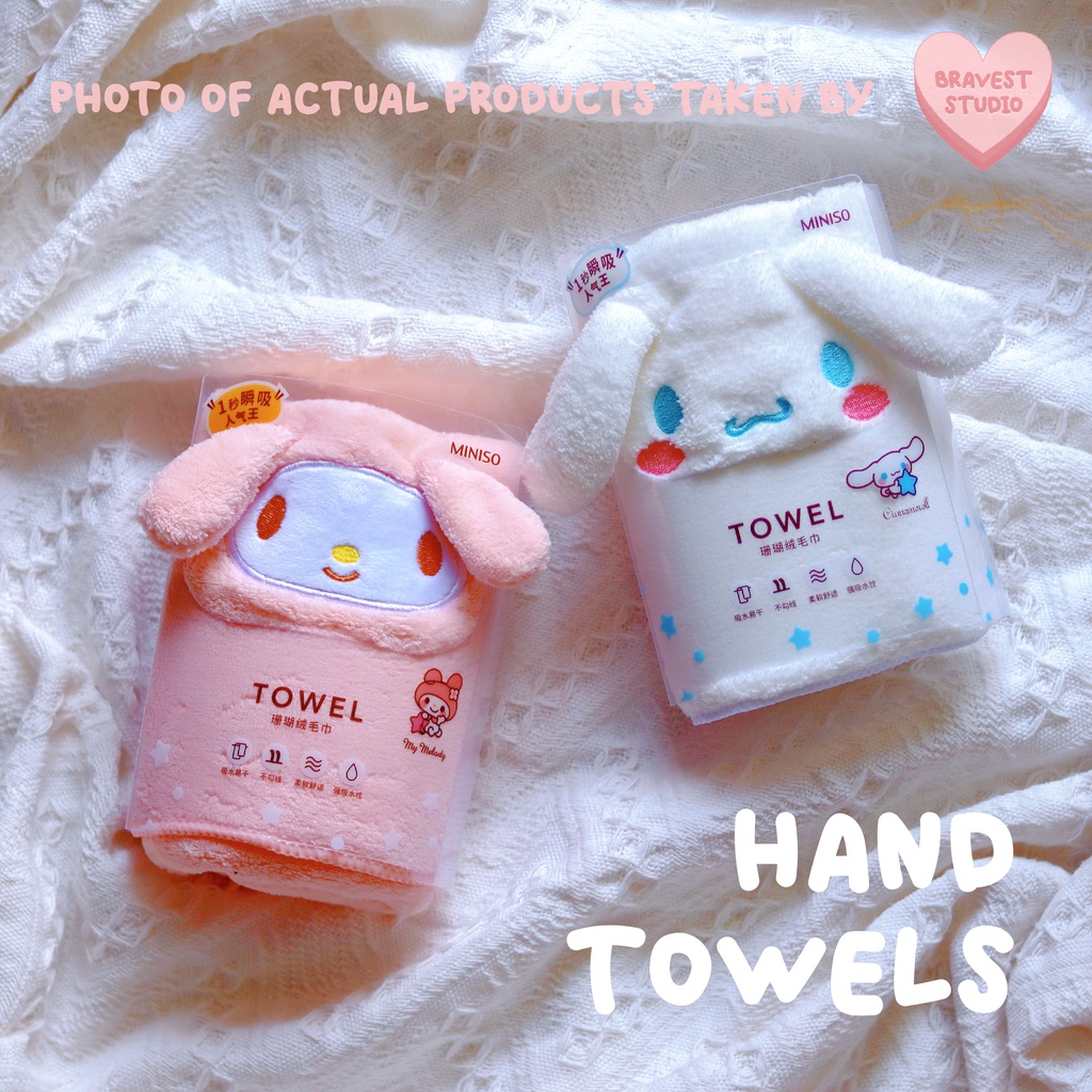MINISO Melody & Cinnamoroll bath/hand towels 美乐蒂和玉桂狗毛巾/浴巾 Shopee Malaysia