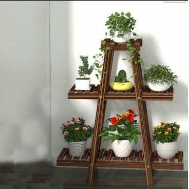 Pine Multi level Garden Rack Solid Wood Flower Pot Plant Shelf balcony ...
