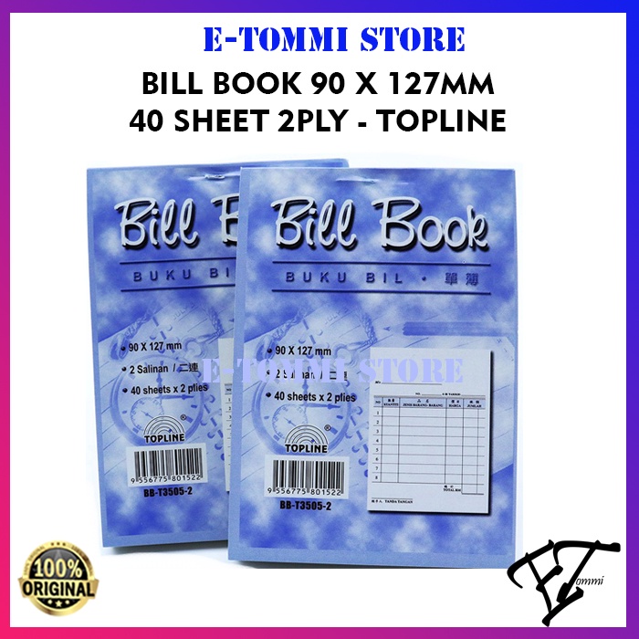BILL BOOK 90X127MM 2 PLY 40 SHEET - TOPLINE | Shopee Malaysia