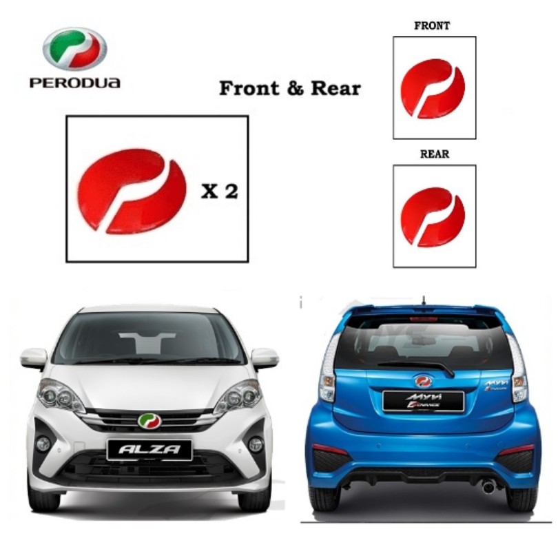 Logo Perodua Reflector Sticker Alza Axia Aruz Viva Bezza Myvi (RED