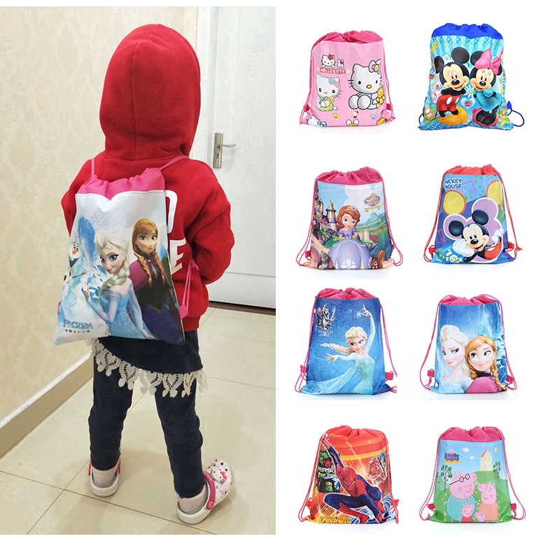 Boy Girl Cartoon Drawstring Backpack Nonwoven fabric School Bag loot