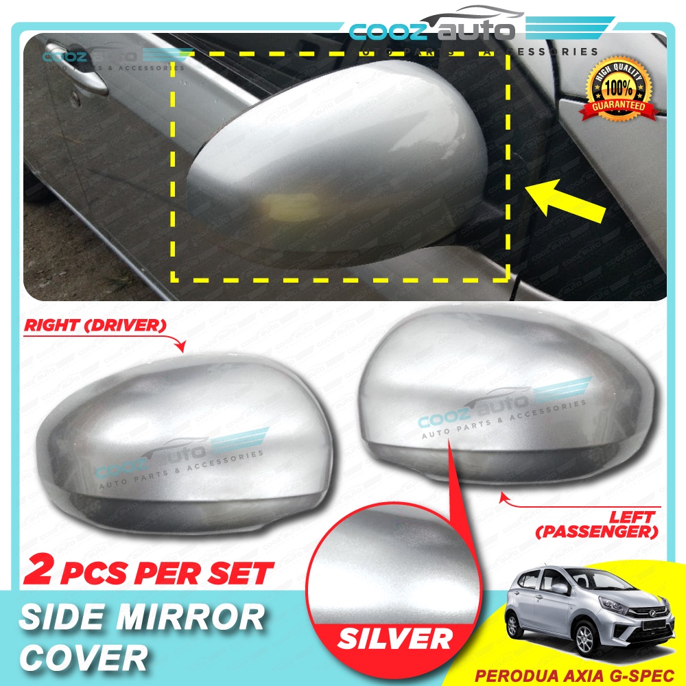 Perodua Axia GSpec 2014 2019 Side Mirror Cover SILVER(Right and Left