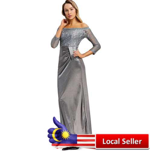 The Capri Off-Shoulder Draped Evening Maxi Dress