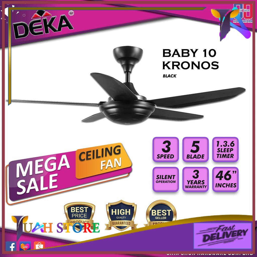 (1 UNIT) DEKA BABY 10 KRONOS CEILING FAN 3 SPEED 5 BLADE 46