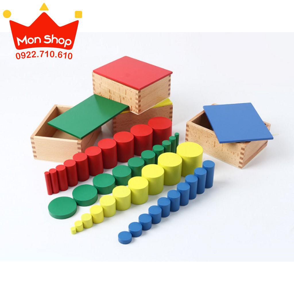 Montessori teaching materials - Set of 4 knobless cylinders (Knobless ...