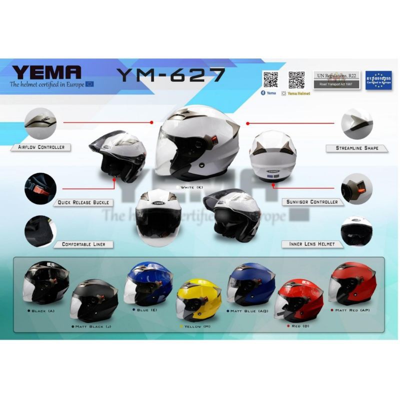 YEMA YM-627 Open Face Flip DOT Motorcycle Moped Helmet Matte Black - View #10