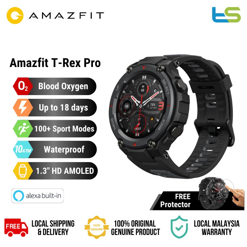 Amazfit T-Rex Pro A2013 AMOLED Screen 10 ATM Water Resistance Built-in ...