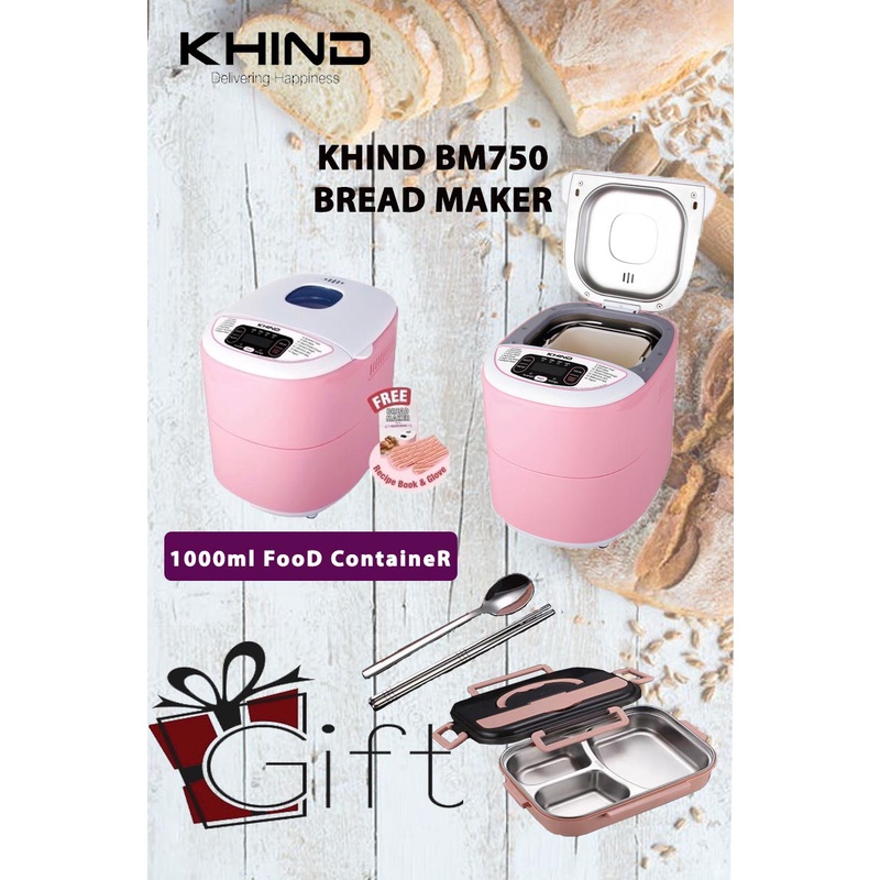 Khind Pembuat Roti Bread Maker 14 Preset Menus Ceramic Coated Barrel ...