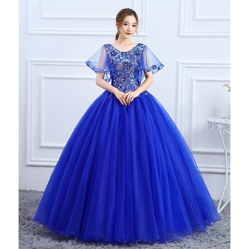 S 3XL Royal Blue Princess Fairy Cinderella Bridal Party Prom Maxi Dress Gown 8