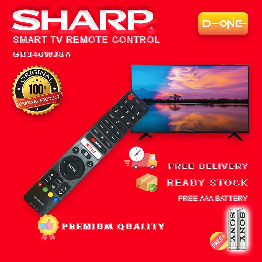ORIGINAL Sharp Smart TV Remote Control Controller Youtube Netflix