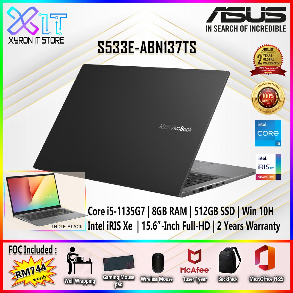 [New] Asus Vivobook S15 S533E (Core i5-1135G7, 8GB RAM, 512GB SSD ...