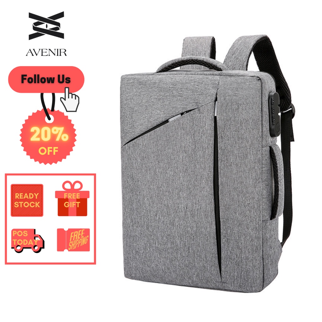 2-in-1 Laptop Bag Backpack Laptop Sleeve Briefcase with Oblique Zipper  Design [Free Gift]