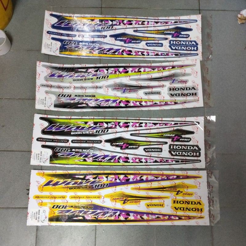 Stiker body honda wave100 wave 100 (2) blue / black sticker | Shopee ...