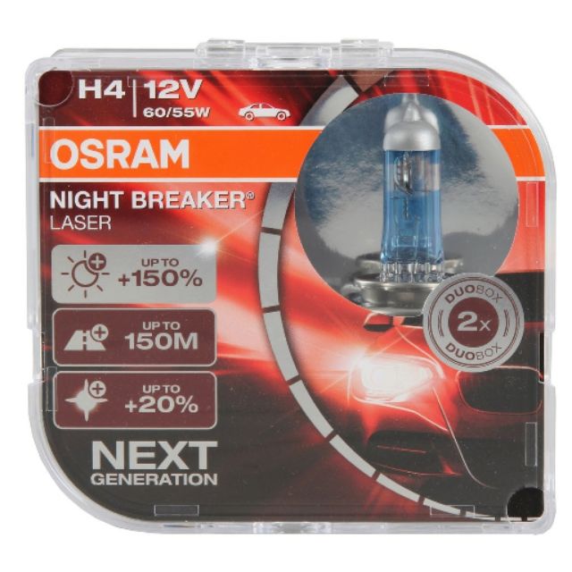 Osram Night Breaker Laser Next Generation Halogen Bulb H4 55w 12v +150%  Brigtness #Philips Narva Hella