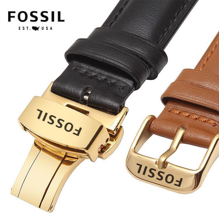 Fossil FOSSIL watch strap men and women men's leather butterfly buckle ...
