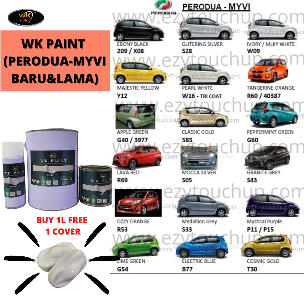 PERODUA Myvi WK Paint All Colors 1LTR/5LTR /400CC PERODUA Myvi/ALZA ...