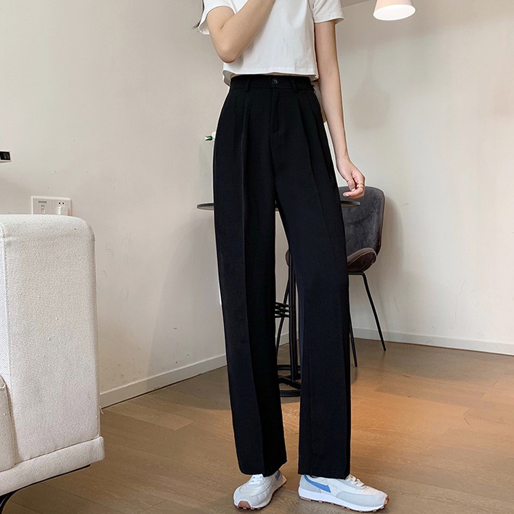 MIKAZE - MAYA Korean Style Women Straight Leg Long Pants Suit Pants ...