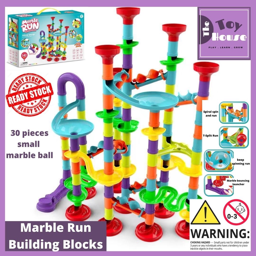 【The Toy House】Ready Stock 142pcs Kids DIY Small Part Marble Run Toys ...