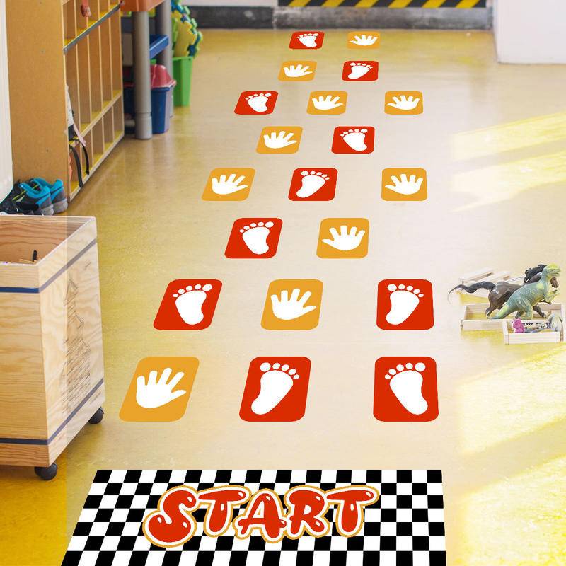 sticky Footprint Stickers, Cartoon Kids Floor Stickers, Self-Adhesive ...