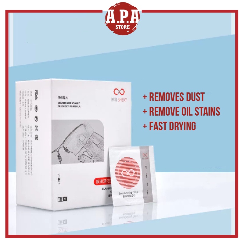 APA Glasses Cleaner Wet Wipes Tissue Lens Dust Remover Oil Stain ...