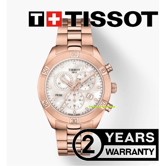 Tissot PR 100 Sport Chic Chronograph Quarzo T101.917.11.116.00 – Orologio Da Donna Con Quadrante Madreperla, Cassa Acciaio 38 Mm, Vetro Zaffiro, Impermeabile 100 M