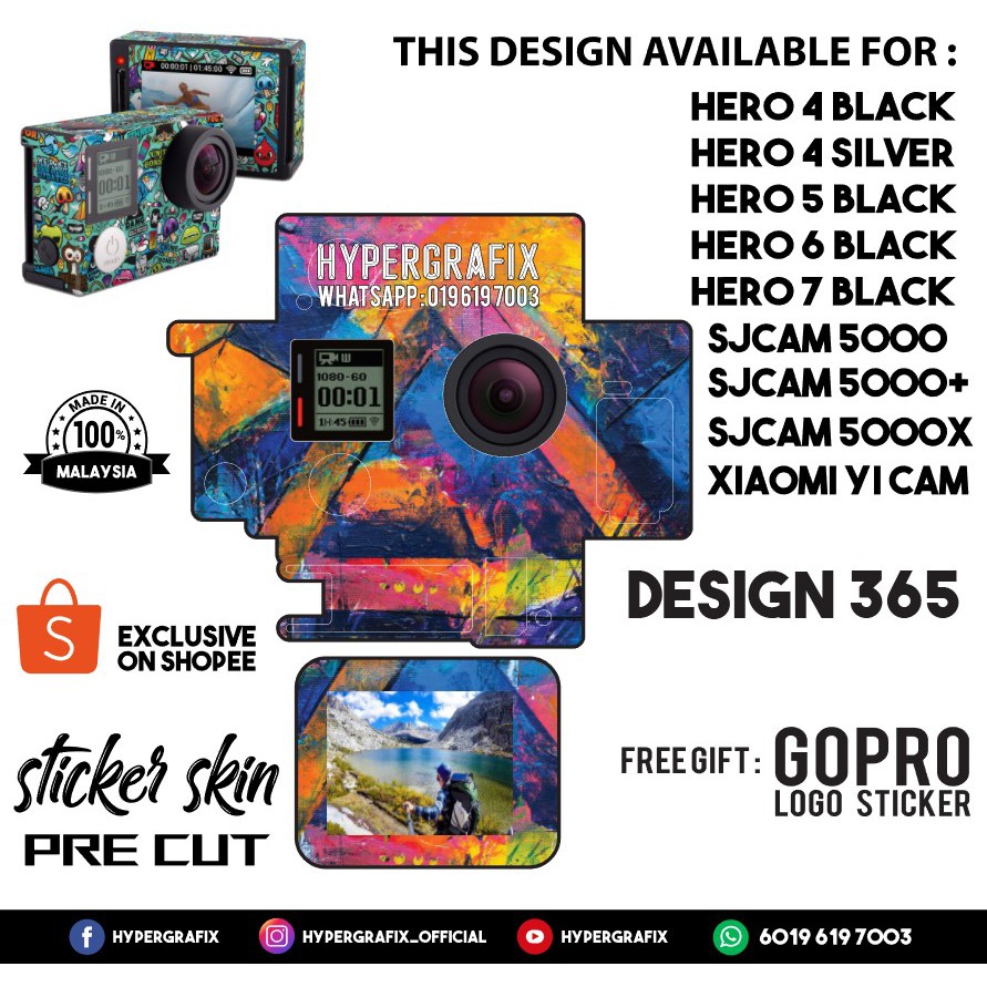 GOPRO HERO 4 , HERO 5 , HERO 6 , HERO 7, SJCAM 5000 , XIAOMI YI CAM 2K ...