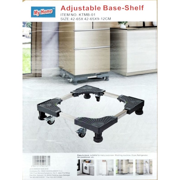 READY STOCK - Adjustable Base Shelf 4 Wheel / Alas Tapak 4 Roda Boleh ...