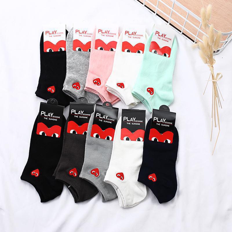 5 PCS CDG HEART COTTON SOCKS