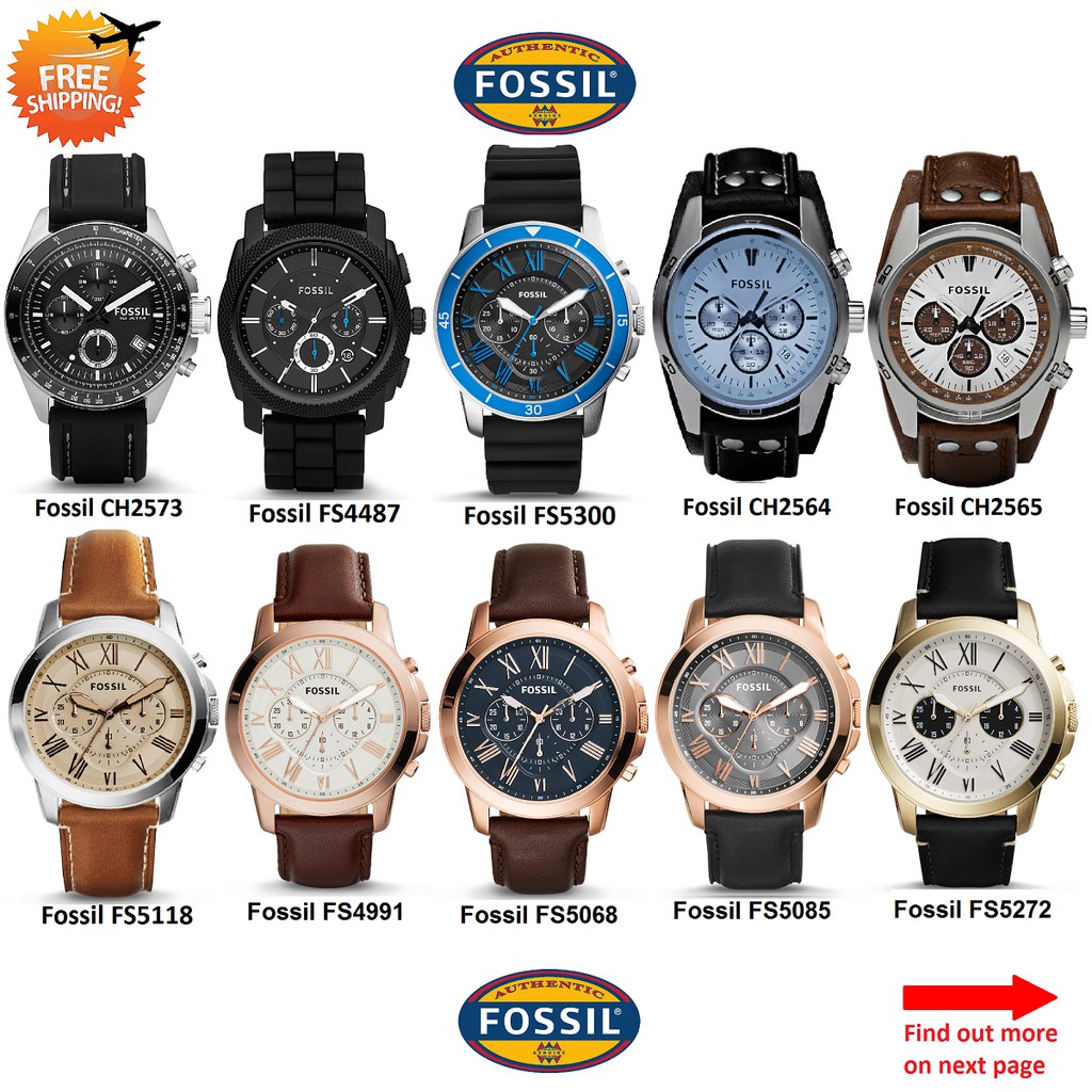 Fossil Men s Chronograph Leather Watch 100 ORIGINAL TWO Years FOSSIL Warranty