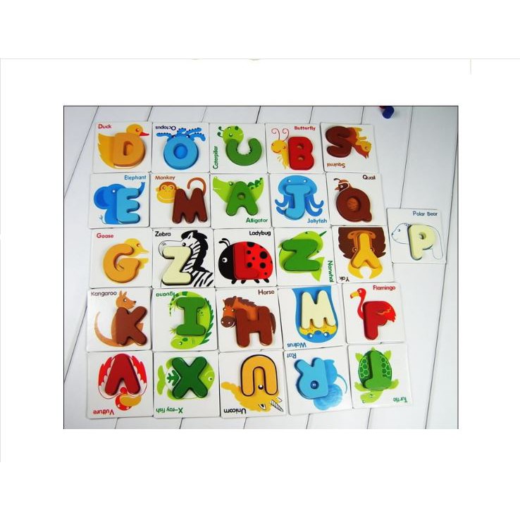 Wooden alphabet hot sale animal puzzle