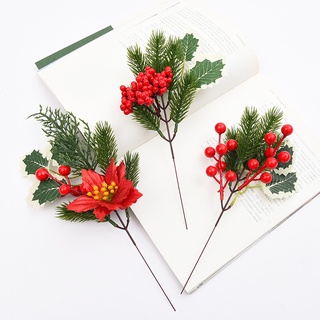 Artificial Christmas Floral Picks Assorted Holly Picks Stems Pine