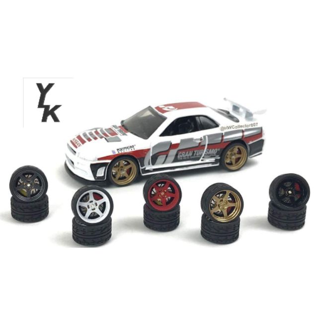 1/64 Scale Alloy Wheels With Disc Brakes & Rubber Tires - D002 To D028 For Diecast Cars