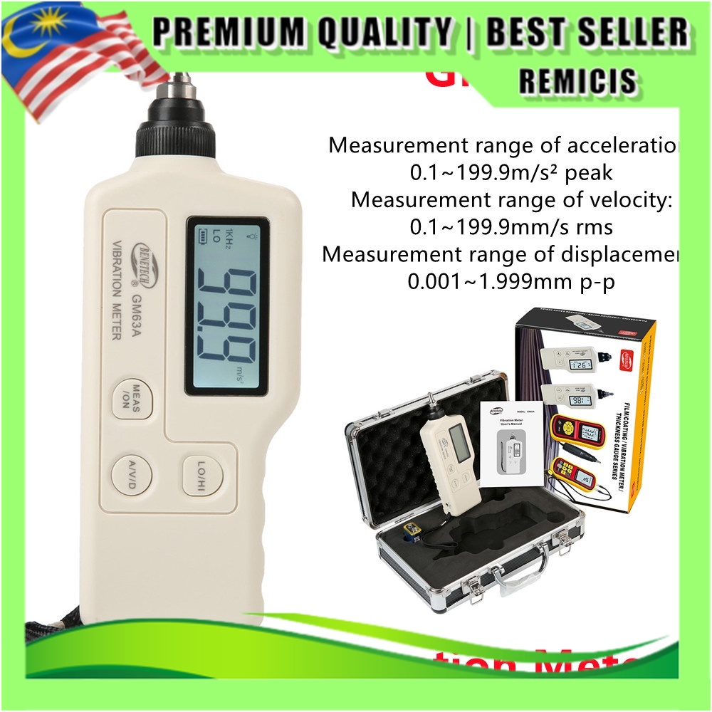 High Precision Vibration Meter GM63A Handheld Digital Vibration Analyzer  Device Probe Analizador De Vibraciones Vibrator | Shopee Malaysia