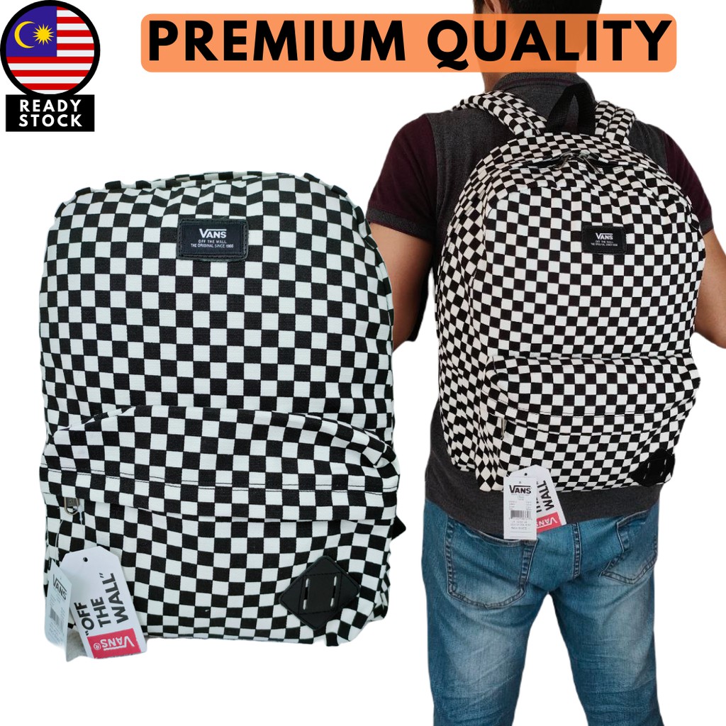 LIMITED TIME SALES VANS Checkerboard Backpack Waterproof Durable 100 Polyester Beg Sekolah Travel Shopee Malaysia