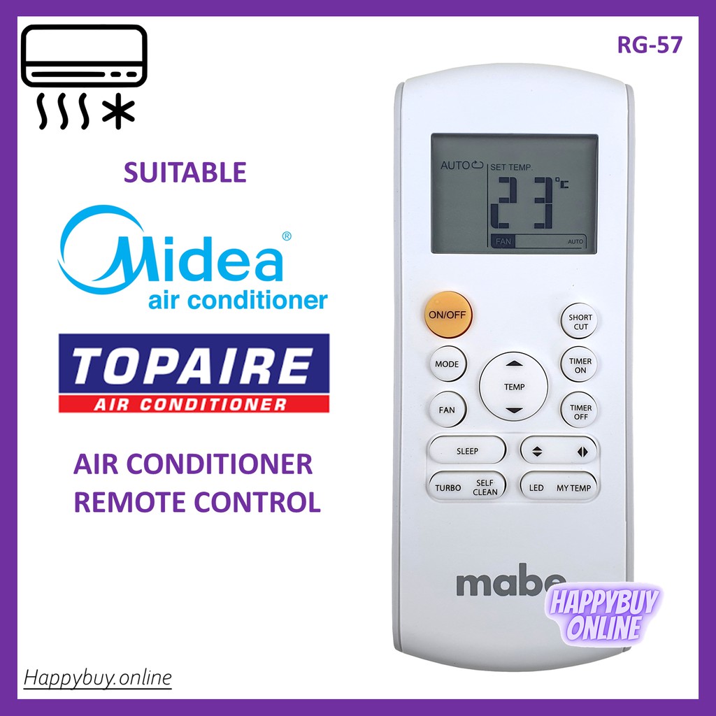 Midea/ Topaire Air Cond Aircond Air Conditioner Remote Control RG57