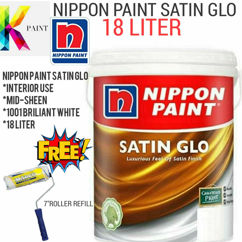 NIPPON PAINT SATIN GLO (18L) 1001 BRILIANT WHITE Shopee Malaysia