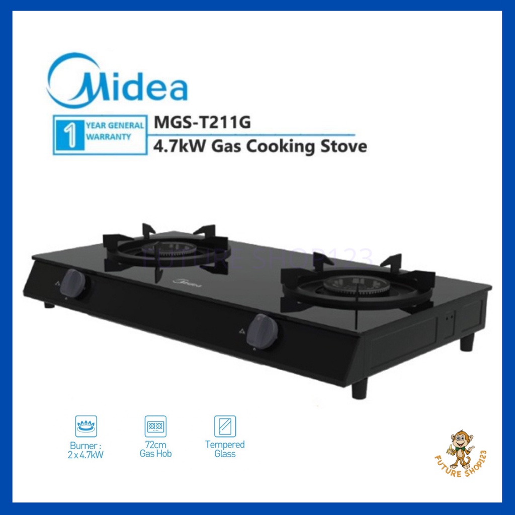 Midea MGST211G / MGST211G 4.7kW Tabletop Glass Top Gas Stove 2 BURNER