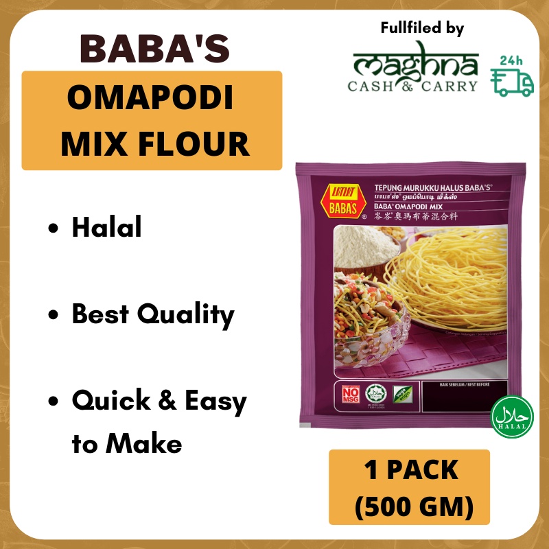 Baba's Omapodi Mix Flour (Campuran Murukku Omapodi) - 1 Pack (500 gm ...