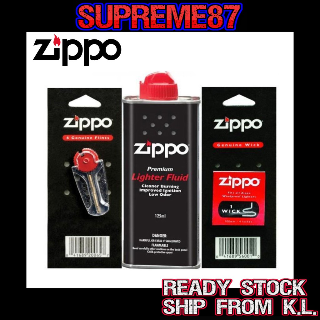 ZIPPO Replacement Kits Genuine Flint+Wick+Cotton+Felt+Fluid And Other